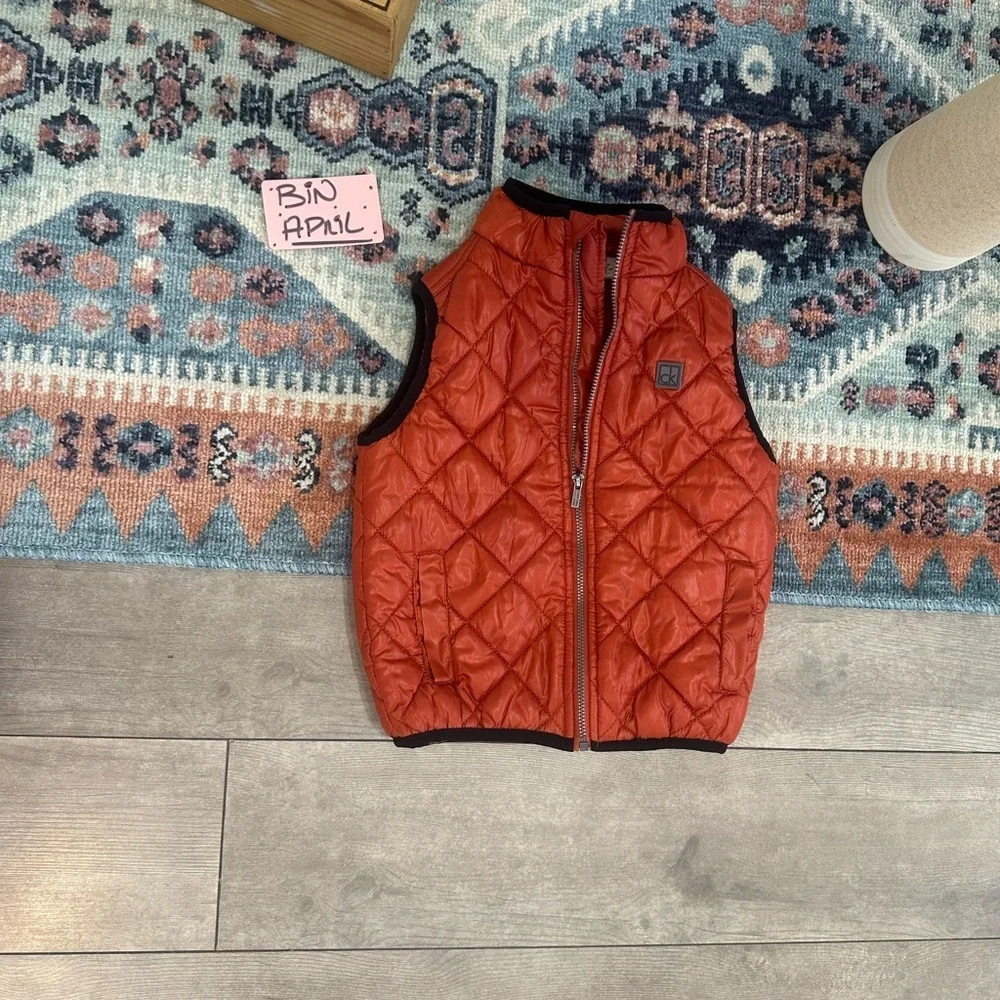 Y2K Calvin Klein Jeans Toddler Boy Puffer Diamond Quilted Puffer Vest 3T Rust